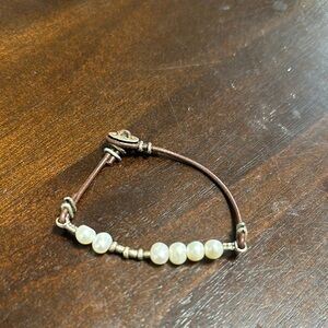 Silpada .925 Sterling Silver, Leather, Freshwater
Pearl Bracelet
